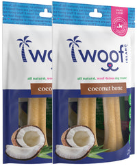 Woof Island Coconut Bone Dog Chew, Rawhide-Free & Highly Digestible Dental Treat for Dogs
