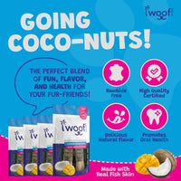Woof Island Coconut Mango Bones with Real Fish Skin Dog Chew, Rawhide-Free & Highly Digestible Dental Treat for Dogs