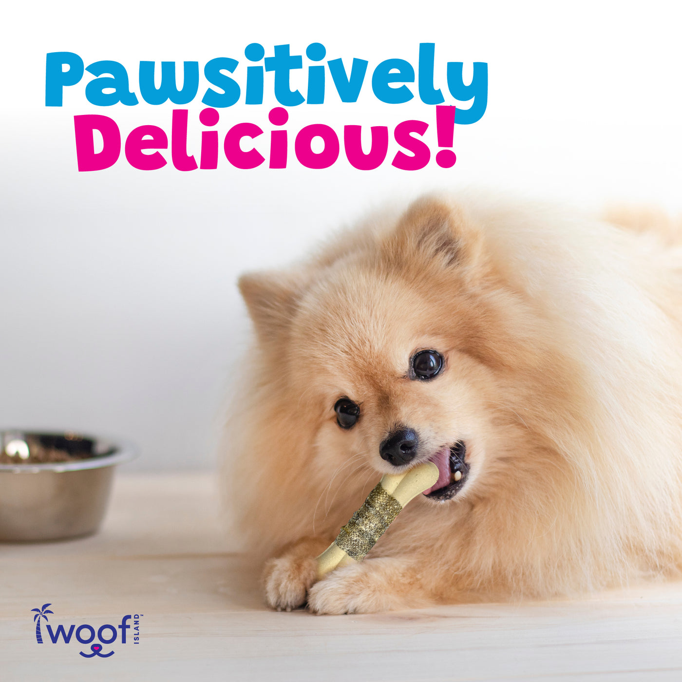 Woof Island Coconut Mango Bones with Real Fish Skin Dog Chew, Rawhide-Free & Highly Digestible Dental Treat for Dogs