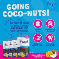 Woof Island Coconut Mango Twist Sticks with Real Fish Skin Dog Chew, Rawhide-Free & Highly Digestible Dental Treat for Dogs