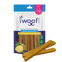 Woof Island Smoked Kalua Pork Rolls with Pineapple, High-Protein Dog Chews