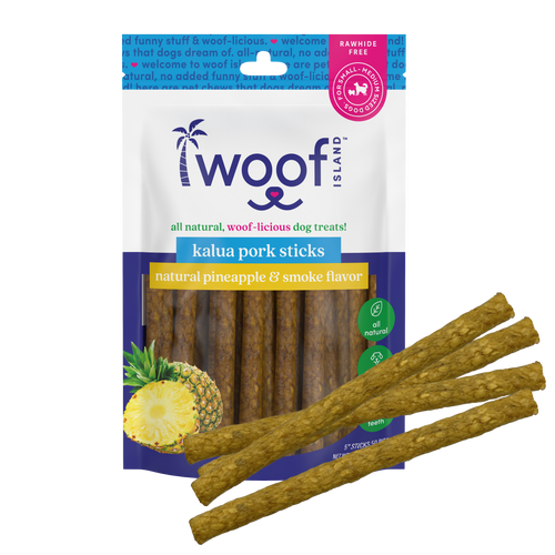 Woof Island Smoked Kalua Pork & Pineapple Dog Sticks, High-Value Training Treats for Dogs