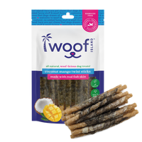 Woof Island Coconut Mango Twist Sticks with Real Fish Skin Dog Chew, Rawhide-Free & Highly Digestible Dental Treat for Dogs